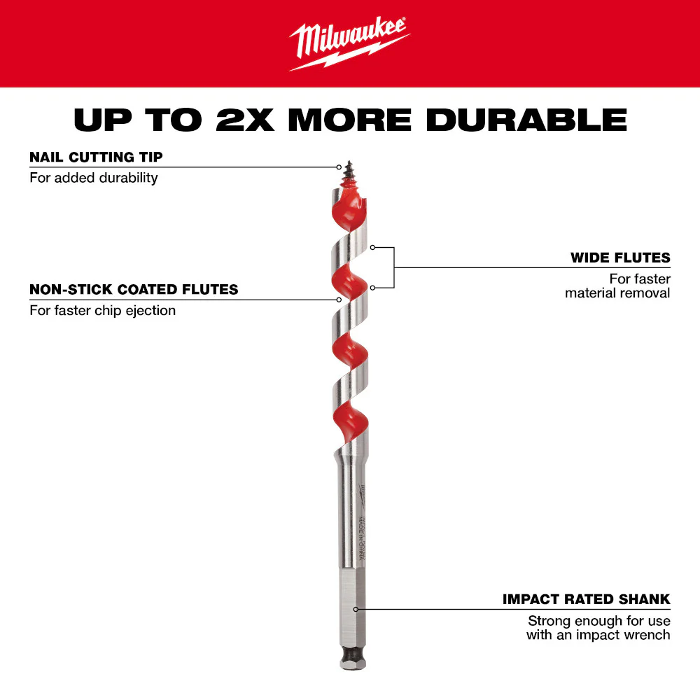 Milwaukee 1-1/8" x 6" Ship Auger Bit - Image 3