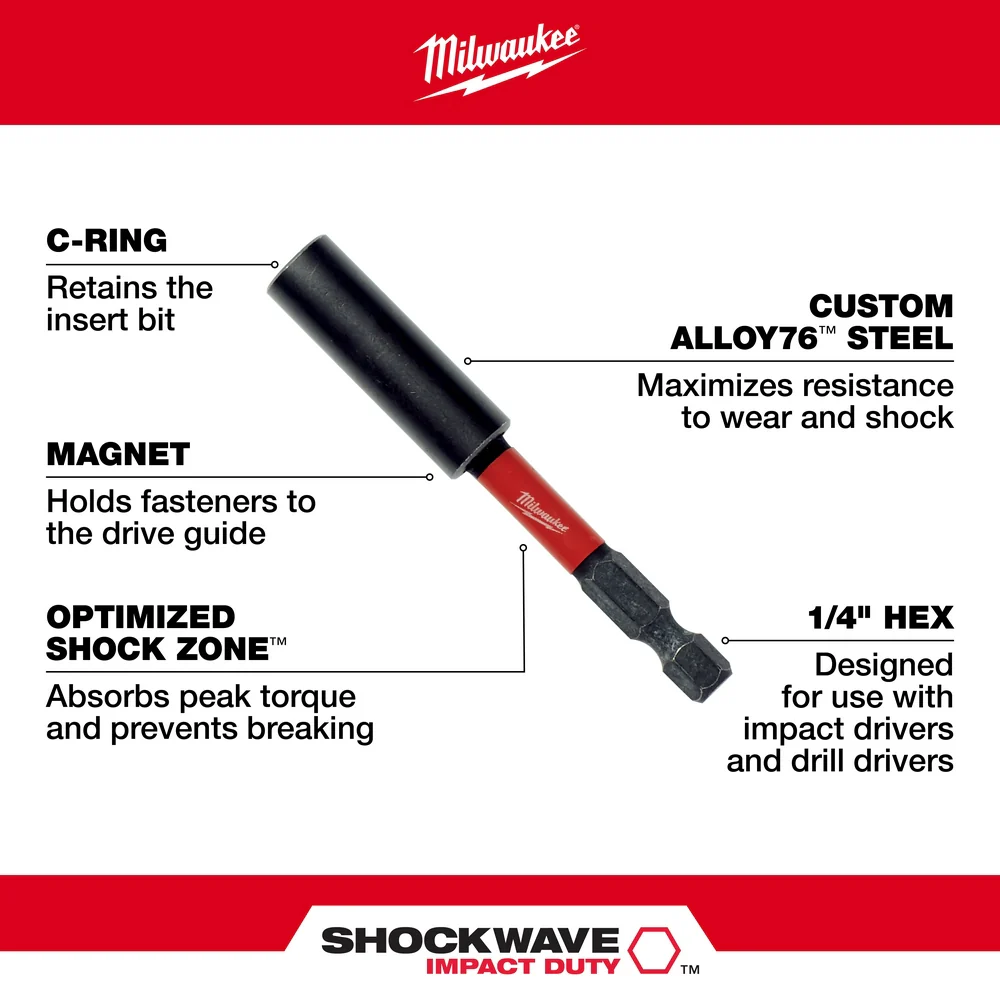 Milwaukee SHOCKWAVE™ 12" Impact Duty Magnetic Bit Holder - Image 2