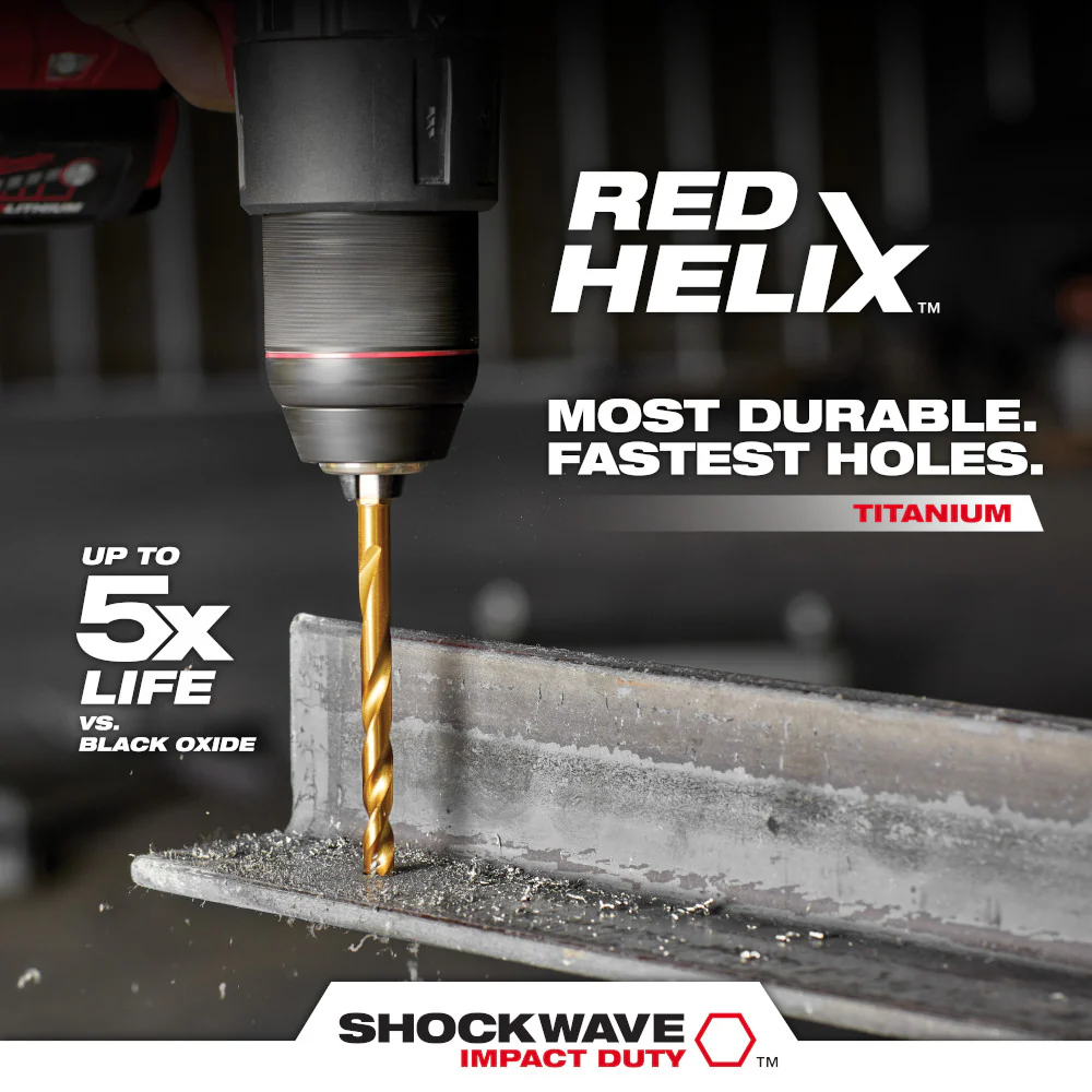 Milwaukee 3/8" SHOCKWAVE™ Impact Duty RED HELIX™ Titanium Drill Bit - Image 4