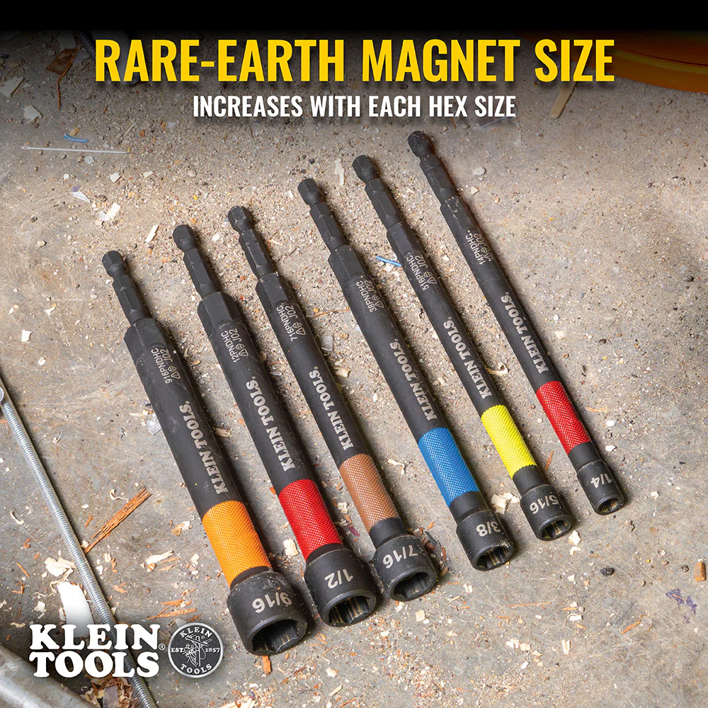 Klein Tools Magnetic Color-Coded Power Nut Setters, 6-Piece Set, Model 32930* - Image 3