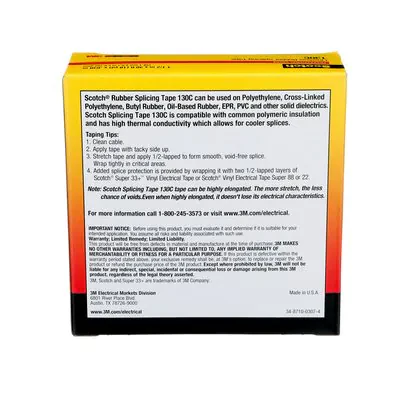 3M 1.5" wide Scotch Linerless Rubber Splicing Tape, Black, Model 130C-11/2x30 - Image 3