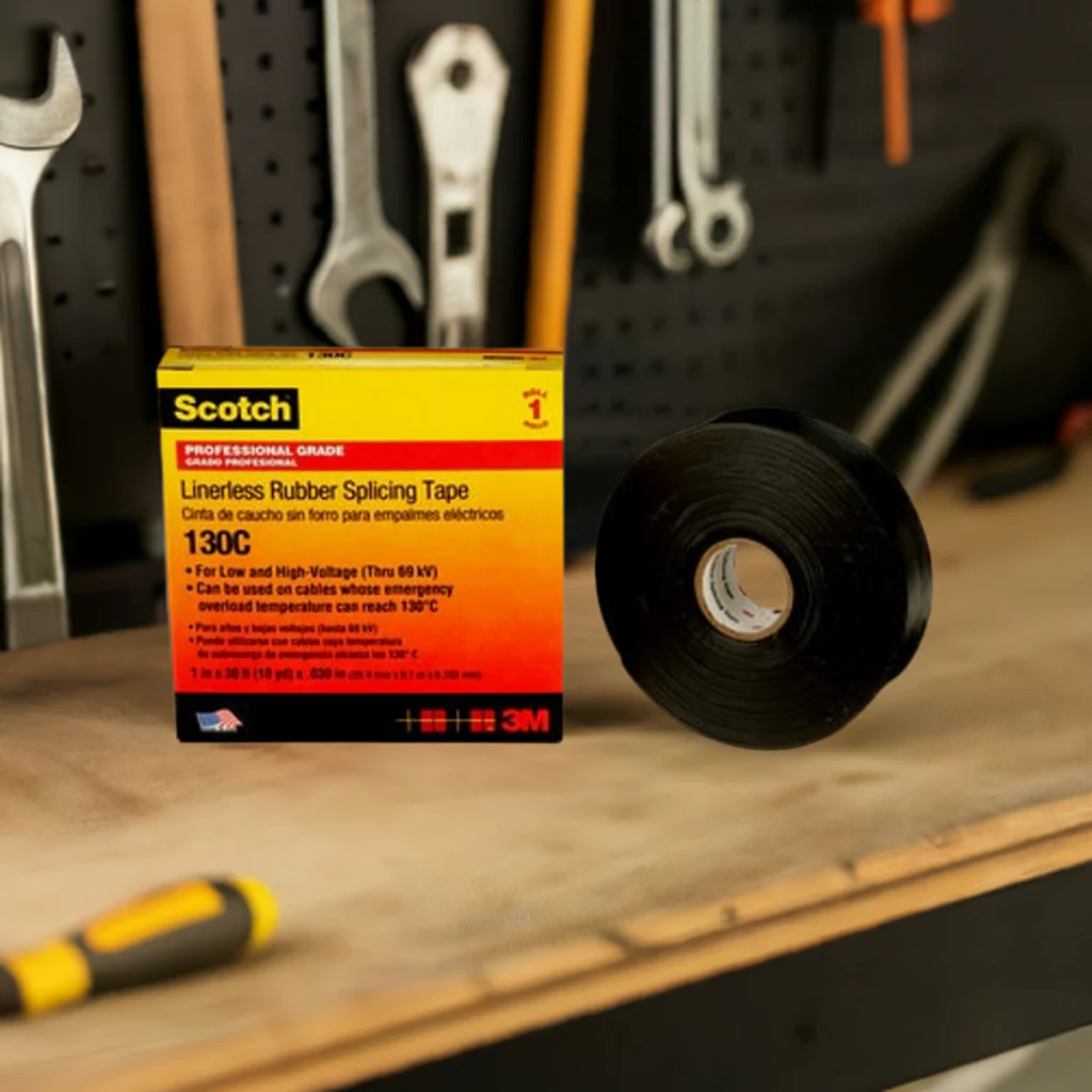 3M 1" wide Scotch Linerless Rubber Splicing Tape, Black, Model 130C-1X30 - Image 2
