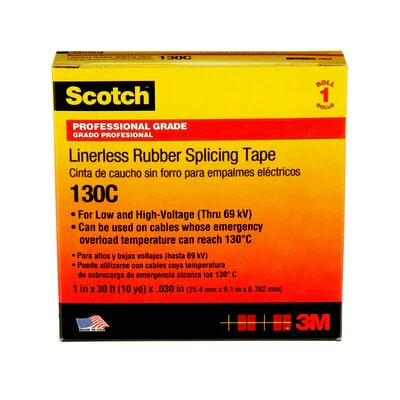 3M 1" wide Scotch Linerless Rubber Splicing Tape, Black, Model 130C-1X30 - Image 7