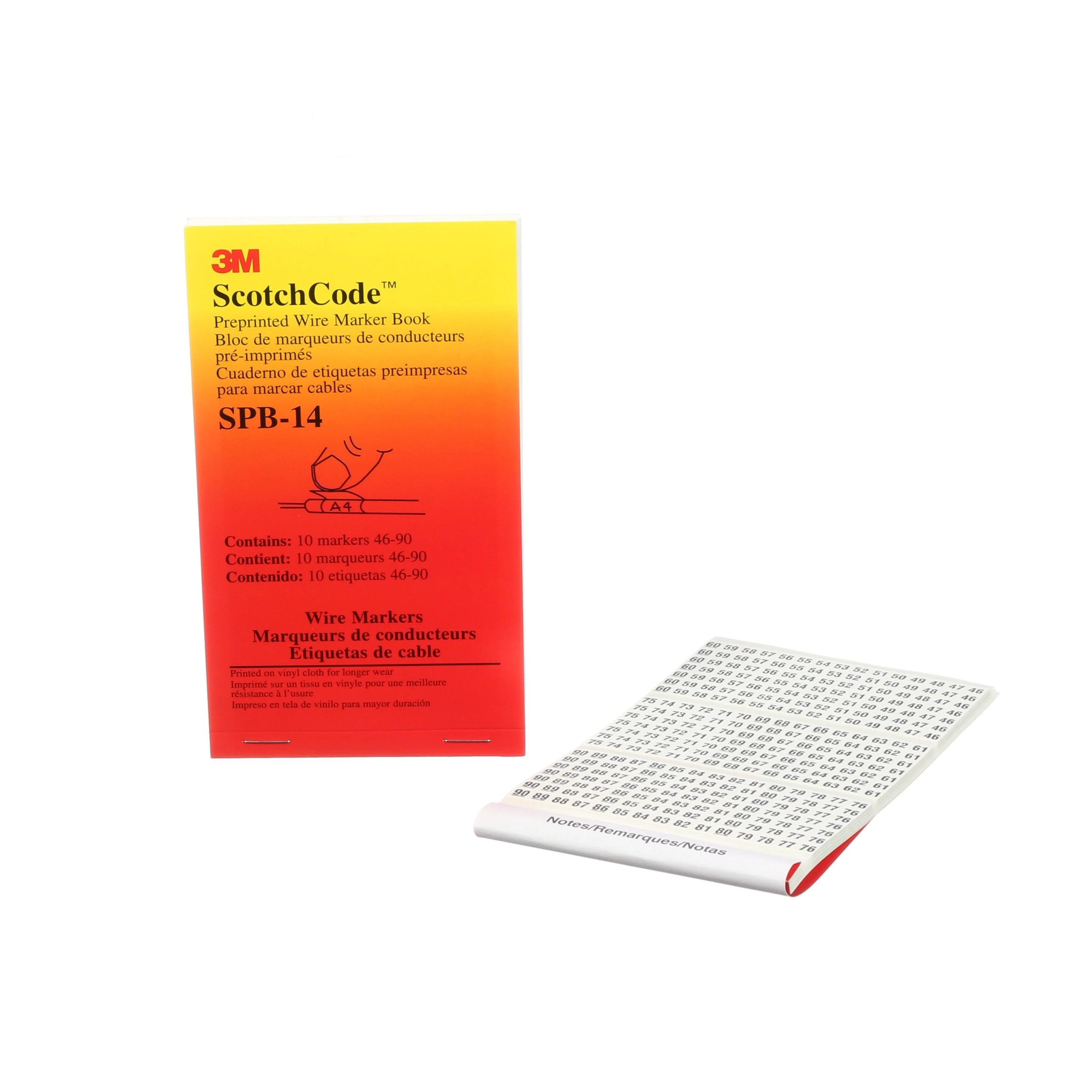 3M ScotchCode™ Pre-Printed Wire Marker Book, Numbers 46 - 90, Model SPB-14