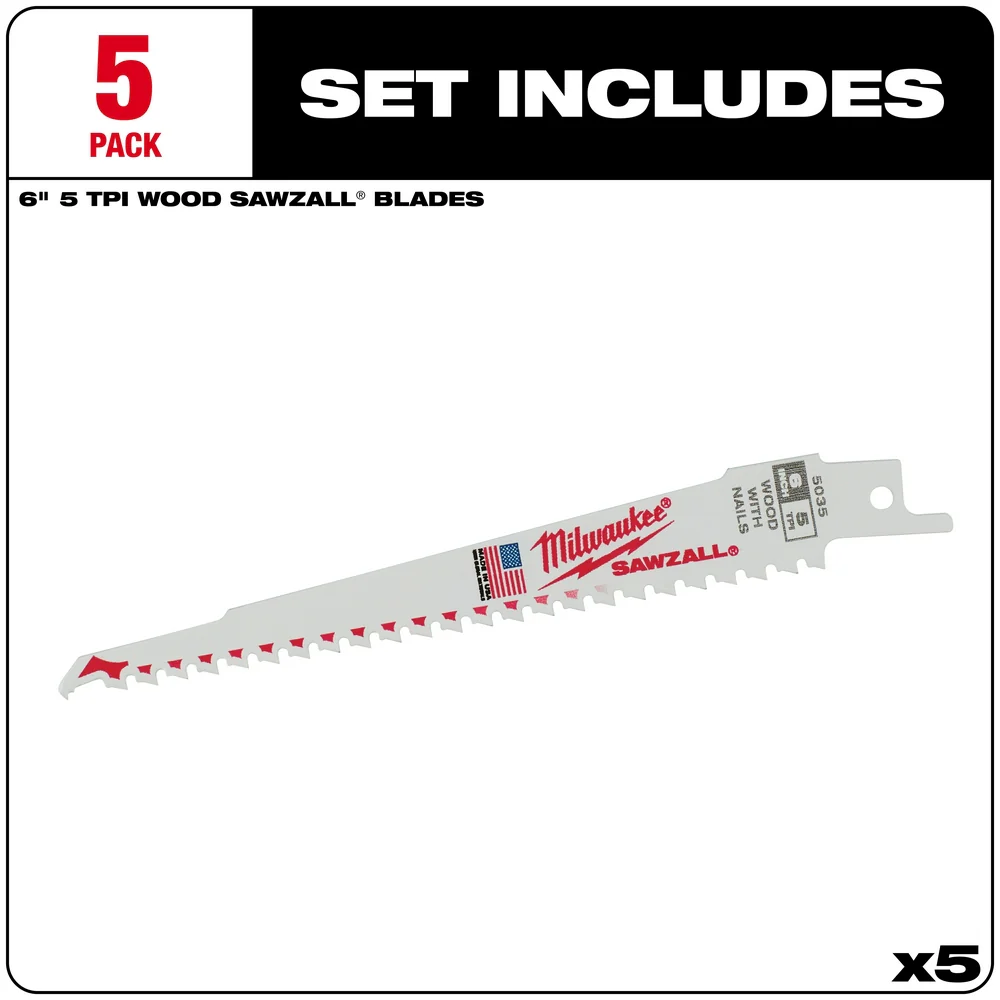 Milwaukee 6 In. Sawzall Blades - Pkg of 5 - Image 2