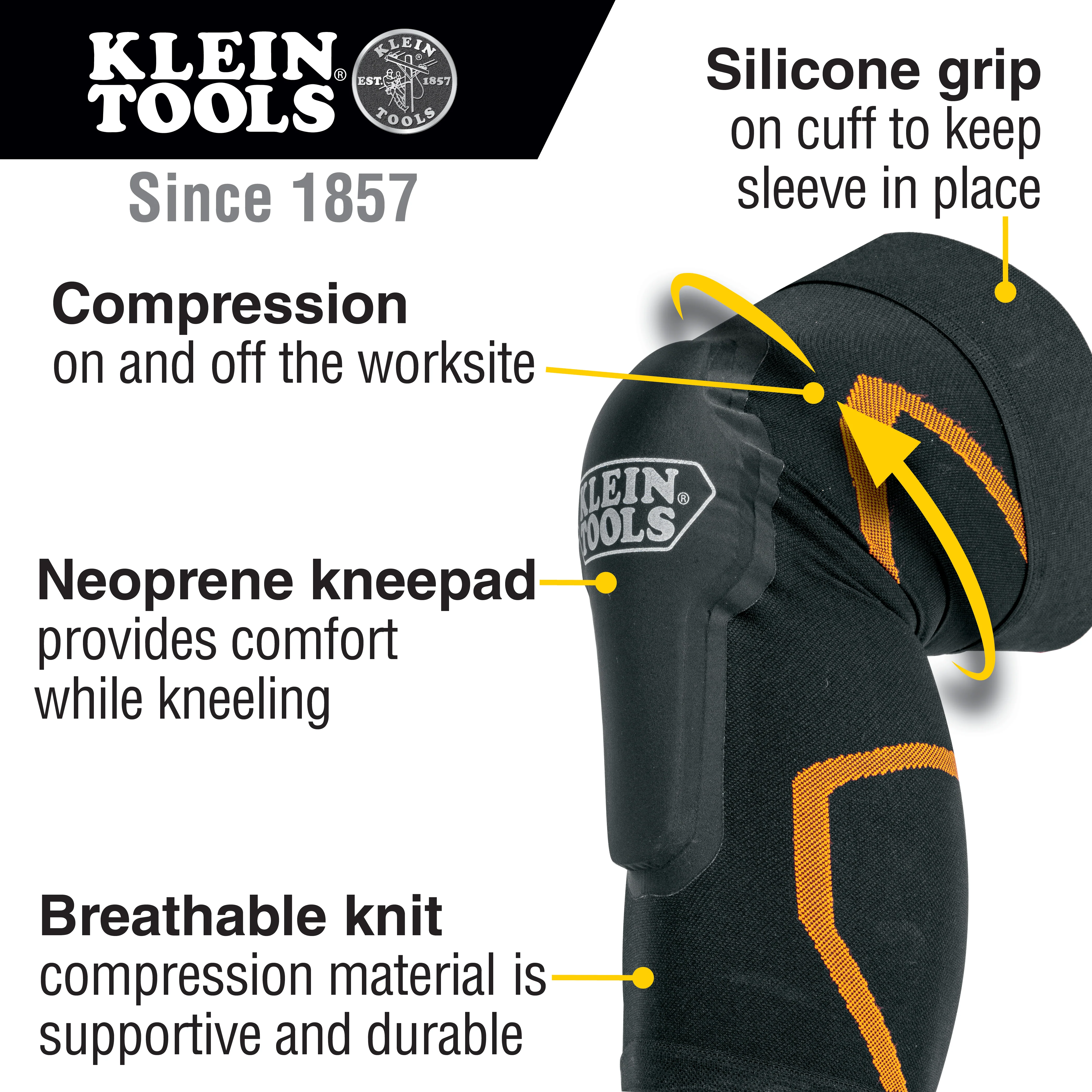 Klein Tools Knee Pad Compression Sleeve L/XL, Model 60624* - Image 2