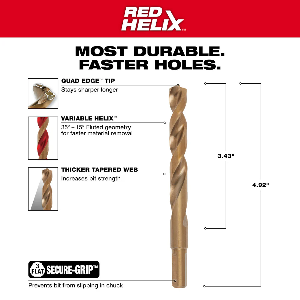 Milwaukee 7/16 In. COBALT RED HELIX - Image 3