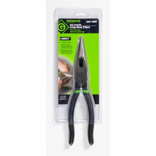 Greenlee Long Nose Pliers/Side Cutting with Stripping Hole & Dipped Grip, 8-Inch, Model 0351-08SD* - Image 2
