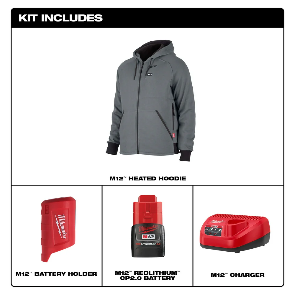 Milwaukee M12™ Heated Hoodie Kit Gray Large - Image 3