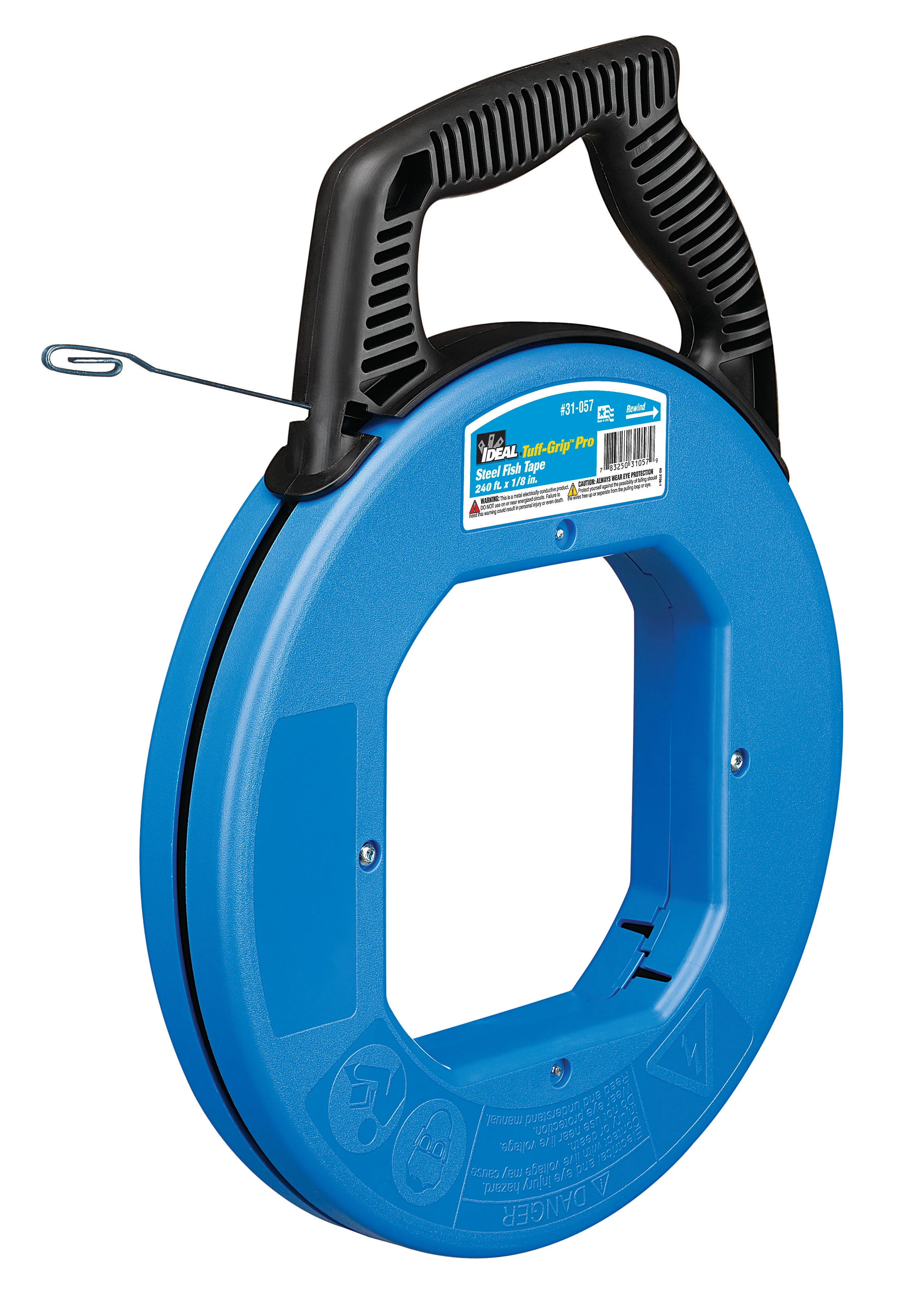 IDEAL Blue-Steel Fish Tape Tuff-Grip Pro Case, 240'x1/8", Model 31-057