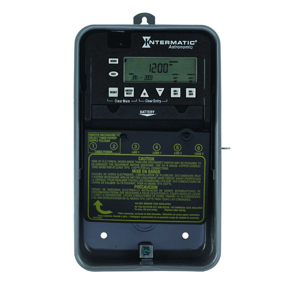 Intermatic Astronomic 7-Day 2-Circuit Electronic Control, 120-277VAC, 2-SPST, Indoor Metal Enclosure, Model ET8215C*