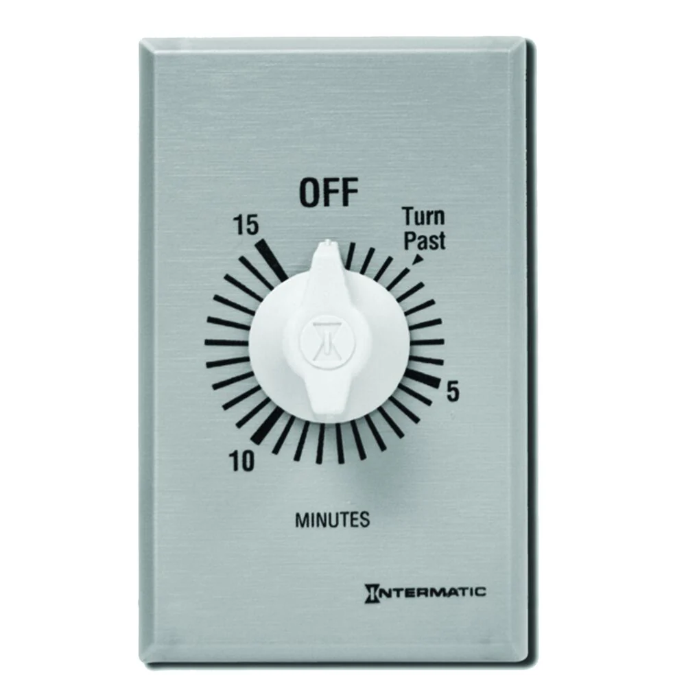 Intermatic Silver Spring Wound Countdown Timer, Commercial Grade, 15 Minutes Max, Model FF15MC