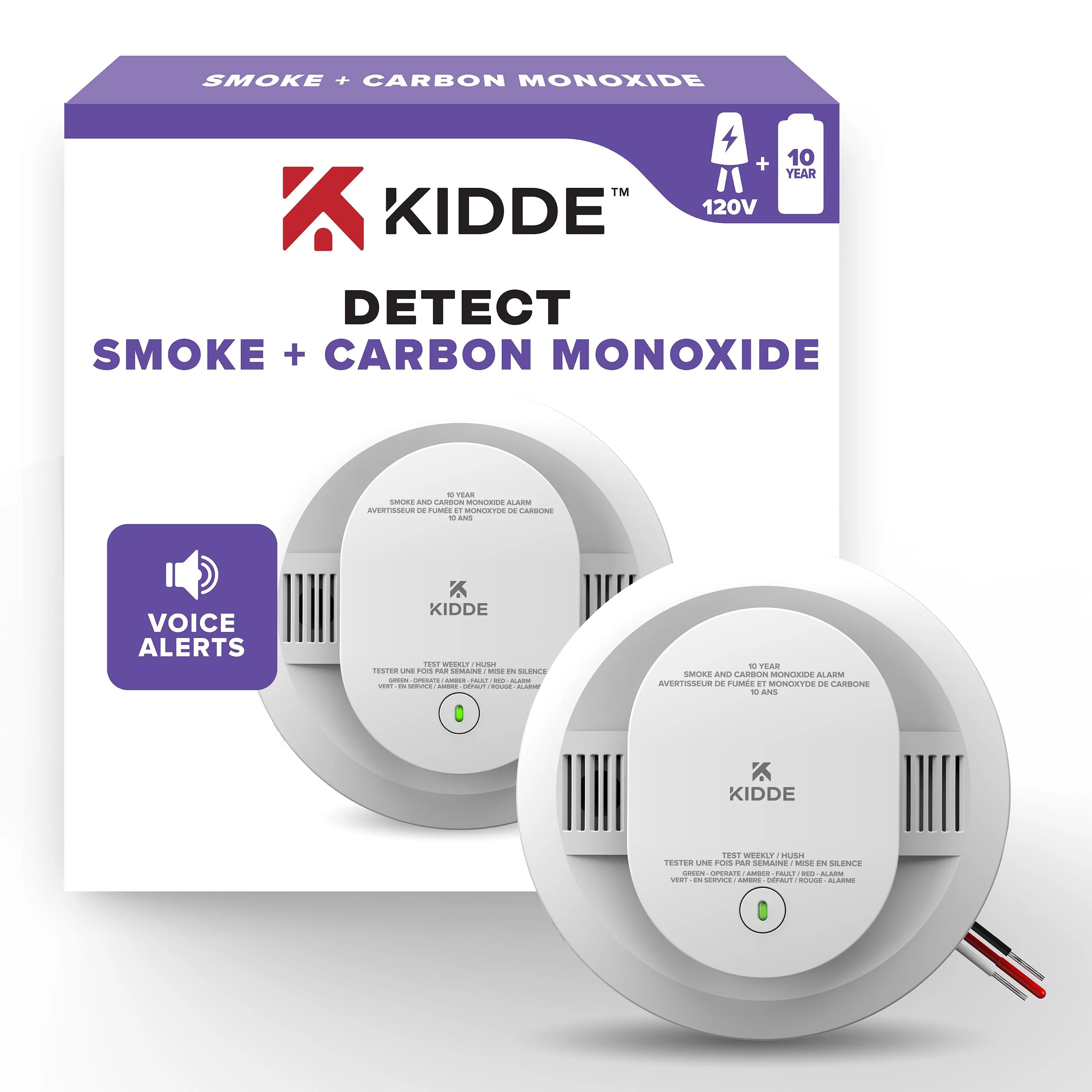 KIDDE 120v Hardwire Smoke Carbon Monoxide Alarm w/10 yr Lithium Battery Backup
