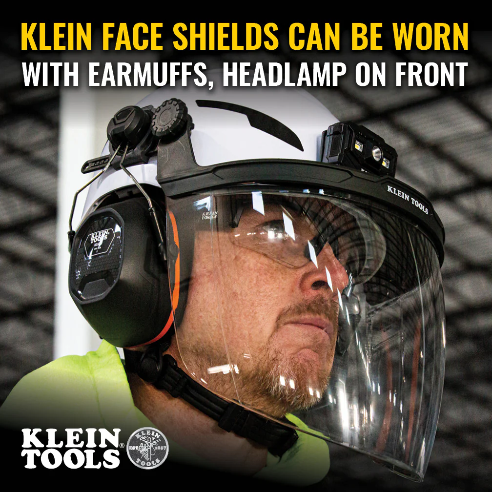 Klein Tools Face Shield, Safety Helmet and Cap-Style Hard Hat, Gray Tint, Model 60473* - Image 4