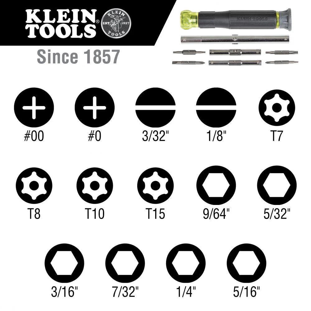 Klein Tools 14-in-1 Precision Screwdriver/ Nut Driver, Model 32314 - Image 3