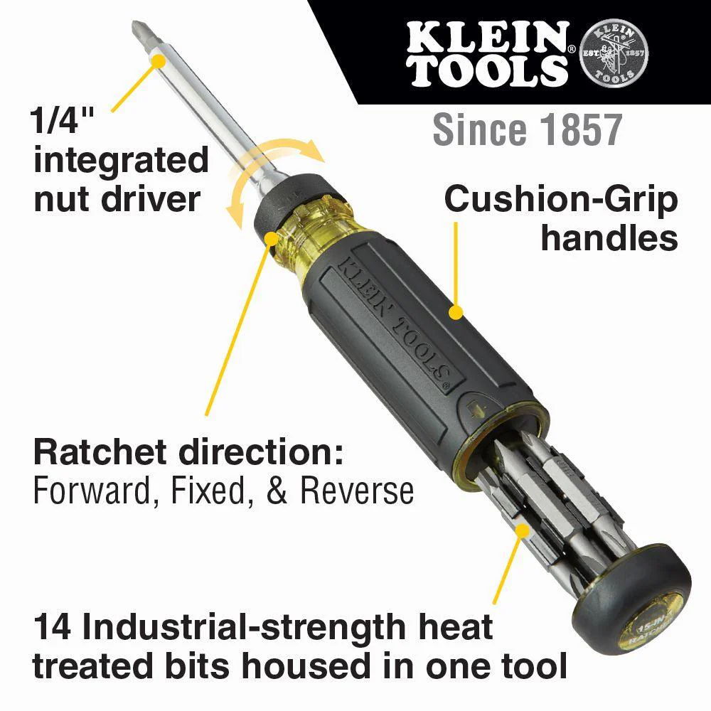 Klein Tools 15-in-1 Multi-Bit Ratcheting Screwdriver, Model 32305 - Image 2