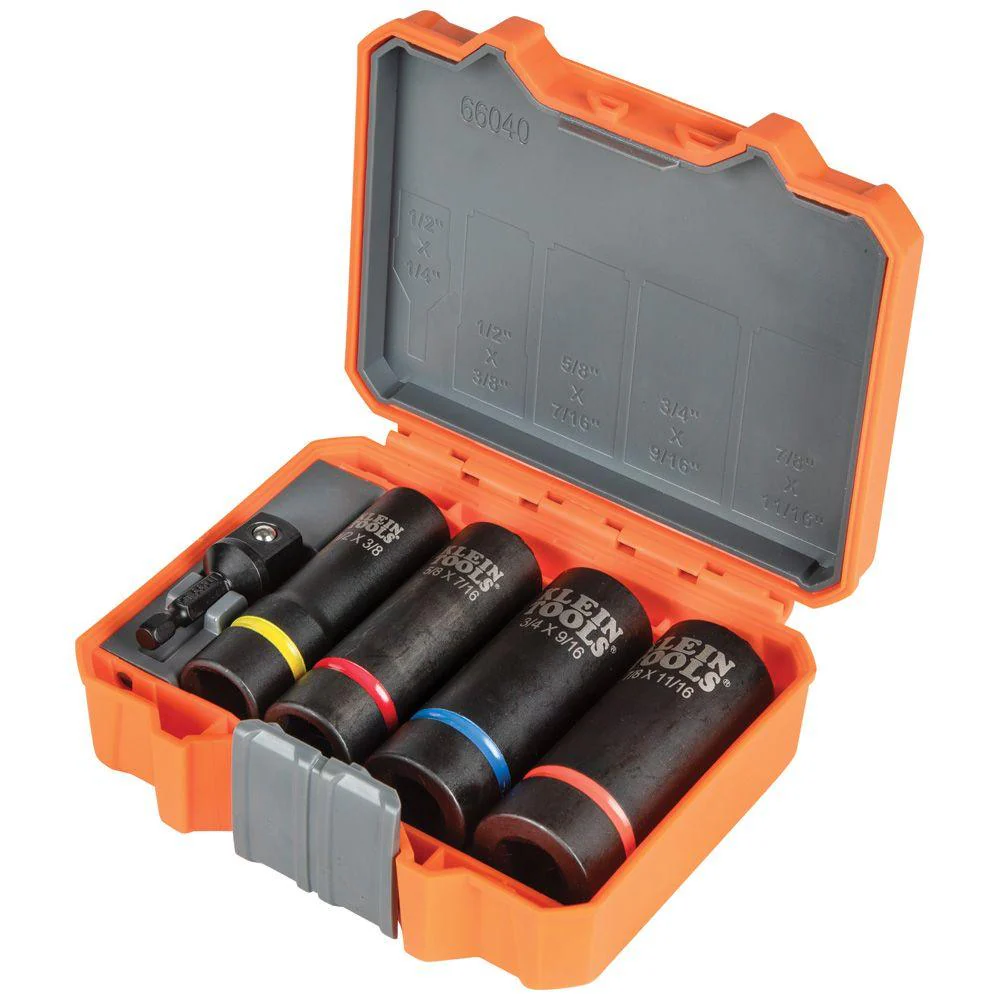 Klein Tools 2-in-1 Impact Socket Set, 12-Point, 5-Piece, Model 66040