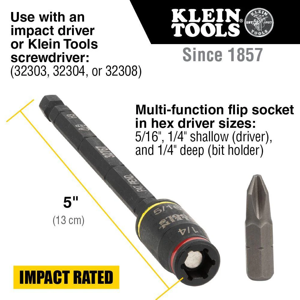 Klein Tools 2-Piece Flip Socket Set, 3" and 5" Lengths, Model 32768 - Image 3