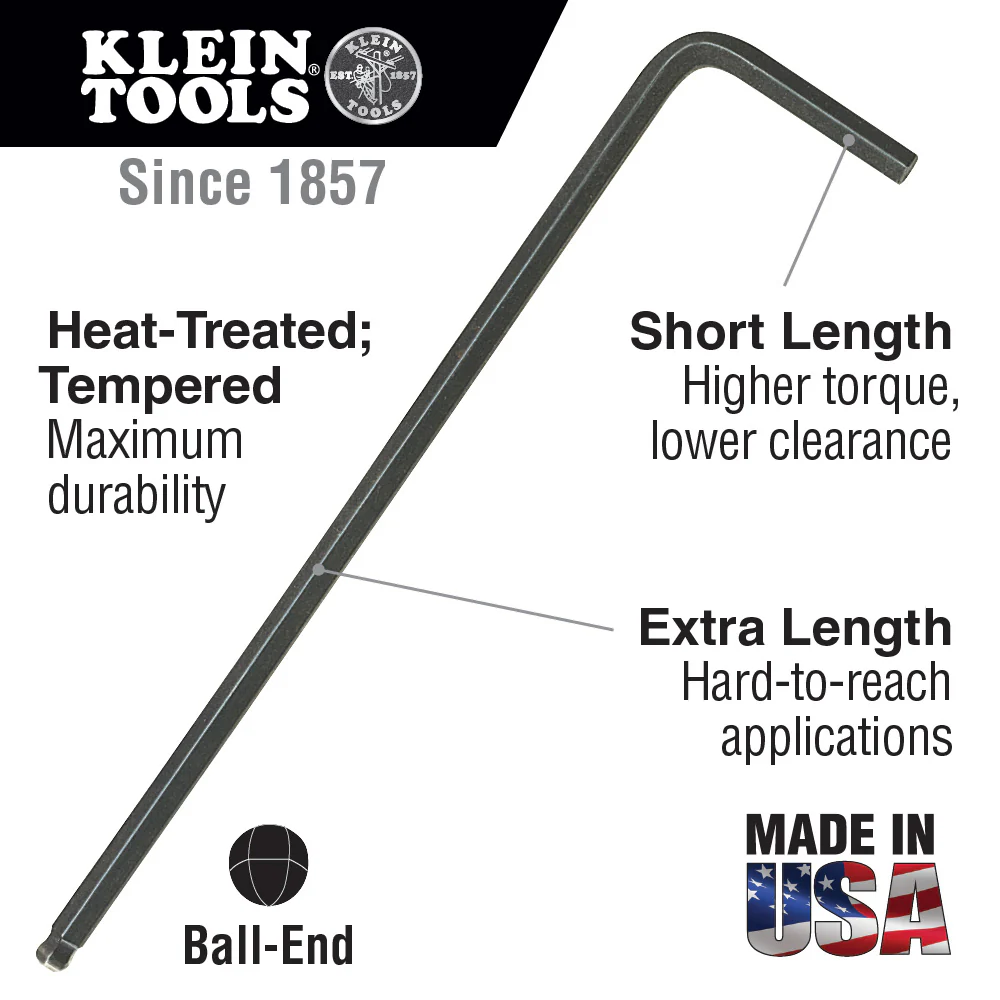 Klein Tools 7/64-Inch Hex Key, L-Style Ball End, Model BL7* - Image 2