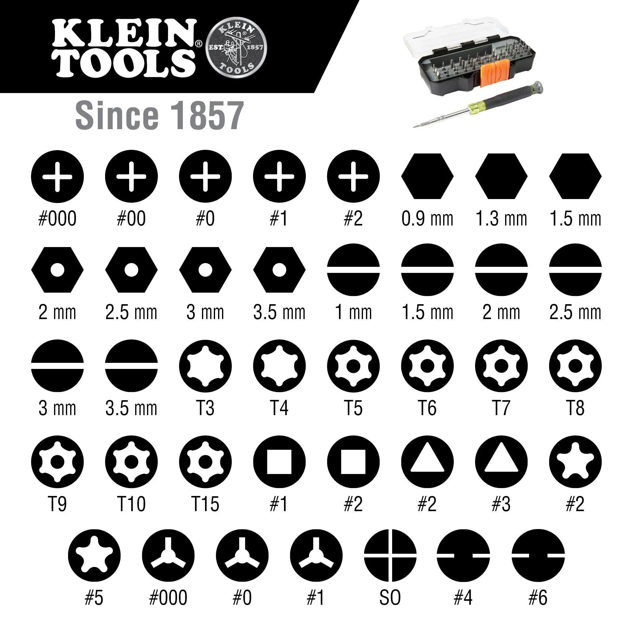 Klein Tools All-in-1 Precision Screwdriver Set with Case, Model 32717 - Image 5