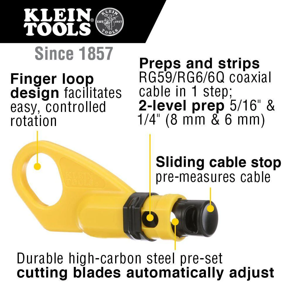 Klein Tools Coax Cable 2-Level Radial Stripper, Model VDV110-061* - Image 2