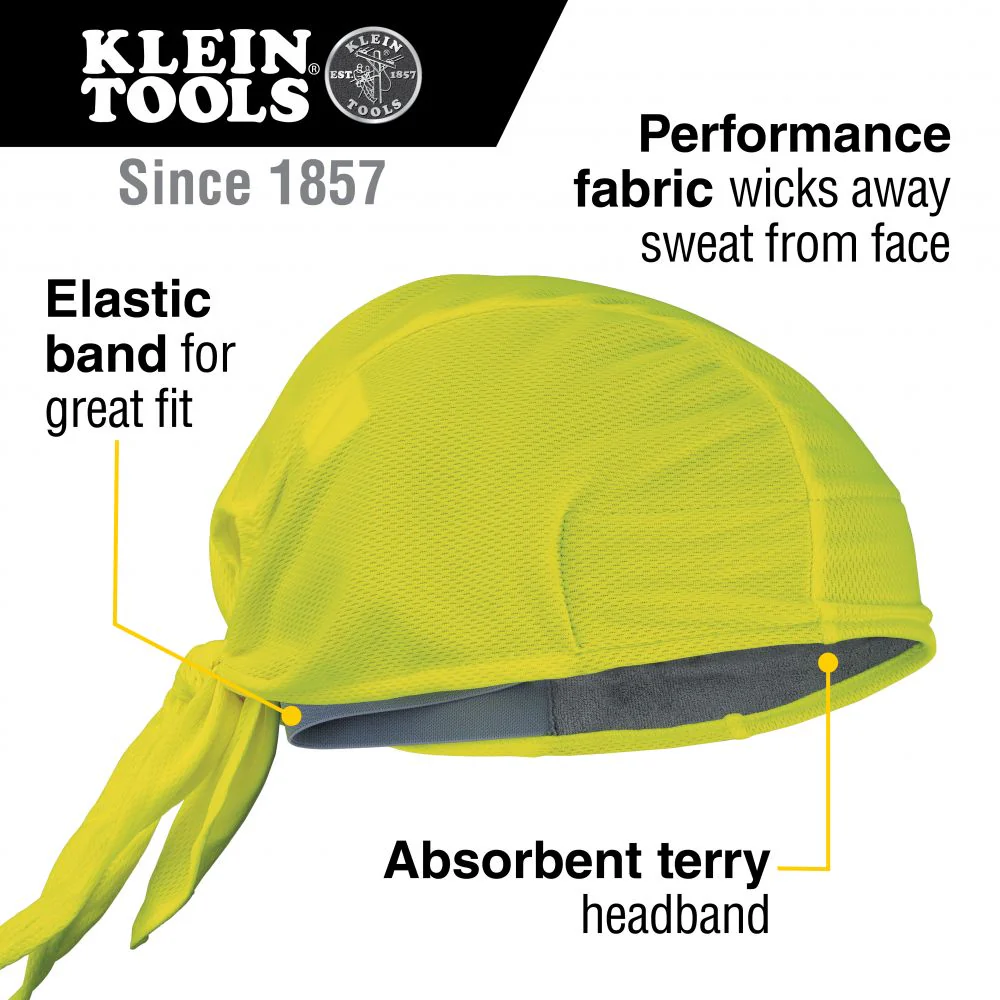 Klein Tools Cooling Do-Rag High-Visibility Yellow, Pack of 2, Model 60546 - Image 2
