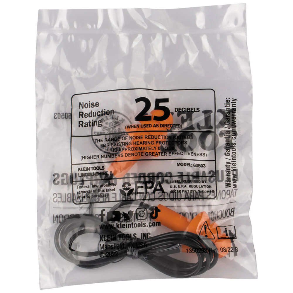 Klein Tools Corded Earplugs, 50 Pairs with Dispenser Box, Model 6050350* - Image 4