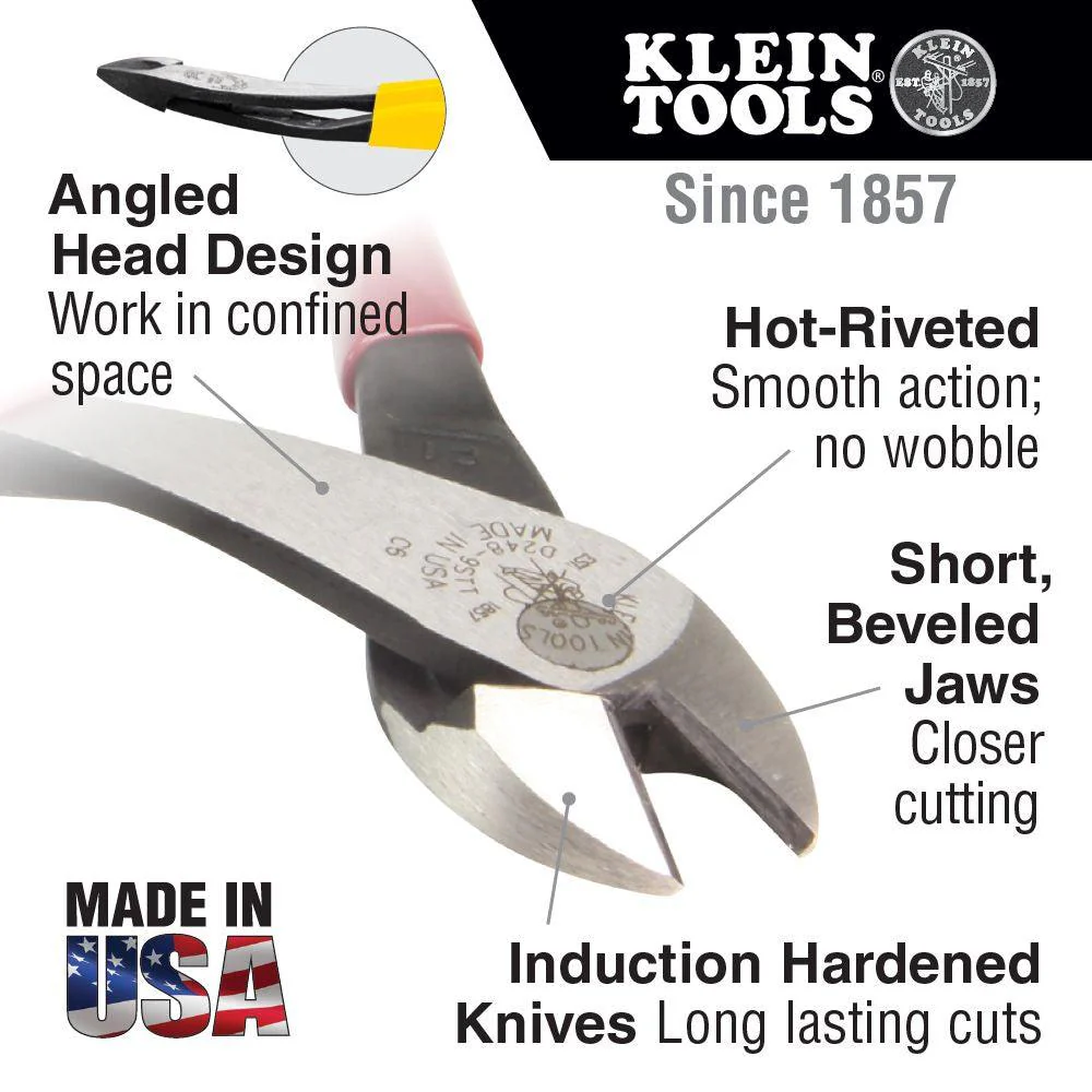 Klein Tools Diagonal-Cutting Pliers; Journeyman Series; Wire Cutters, Model J2000-48 - Image 7