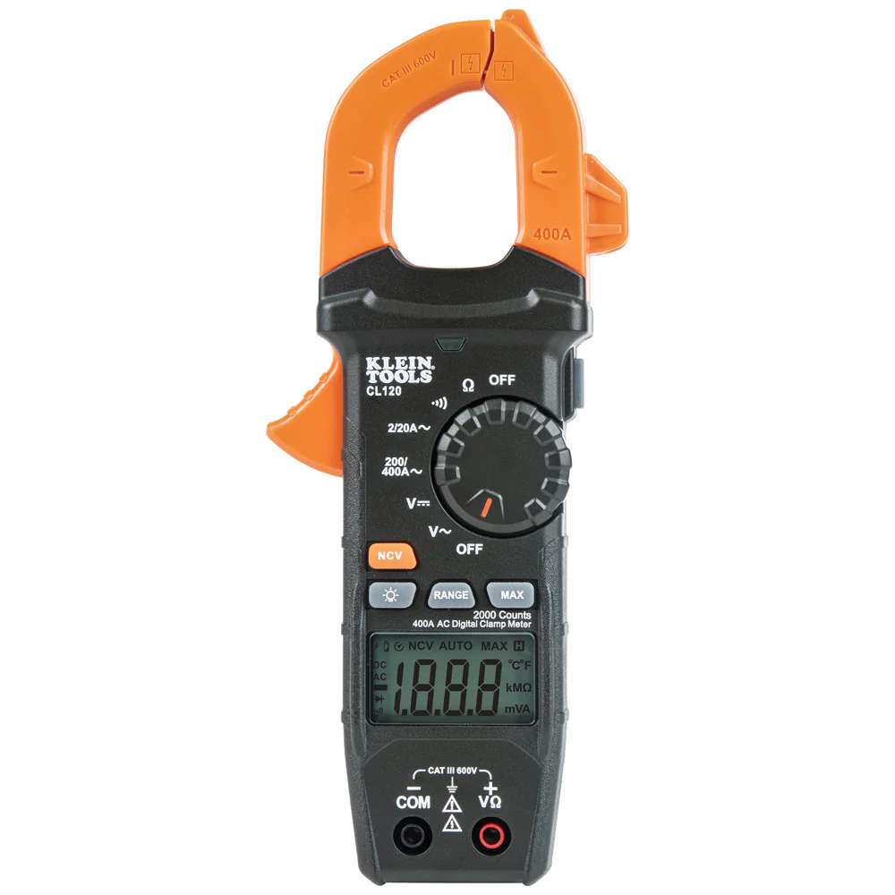 Klein Tools Digital Clamp Meter, AC Auto-Ranging 400 Amp, Model CL120* - Image 13