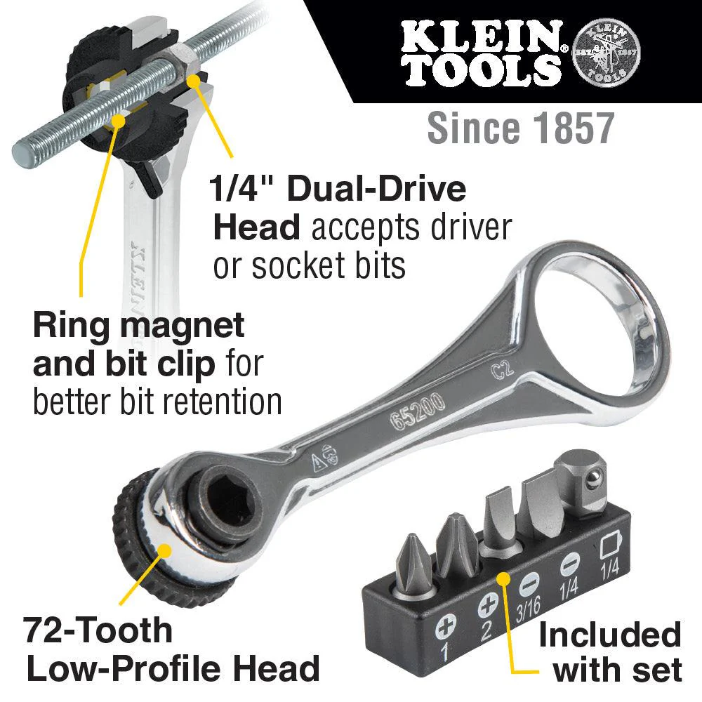 Klein Tools Electrician’s Mini Ratchet Set, Model 65200 - Image 5