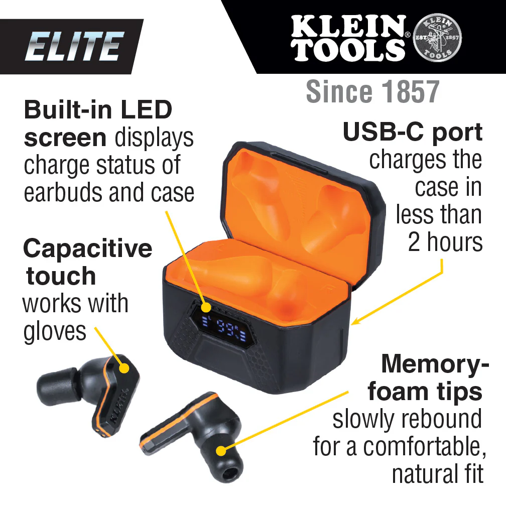 Klein Tools Elite Bluetooth Jobsite Earbuds, Model AESEB2 - Image 2