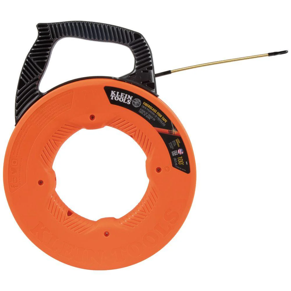 Klein Tools Fiberglass Fish Tape with Spiral Steel Leader, 100-Foot, Model 56351* - Image 6
