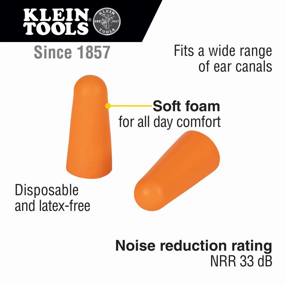 Klein Tools Foam Earplugs, Bag of 10 Pairs, Model 6054010* - Image 2