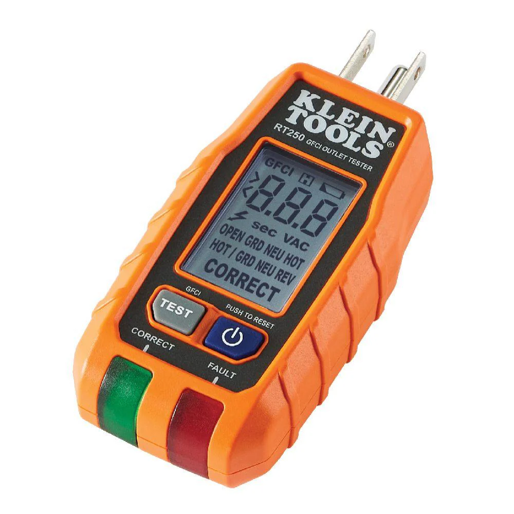 Klein Tools GFCI Receptacle Tester with LCD, Model RT250