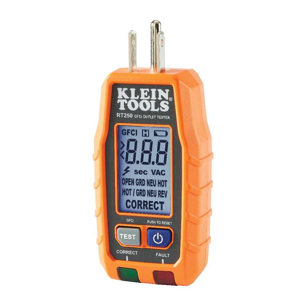 Klein Tools GFCI Receptacle Tester with LCD, Model RT250 - Image 4