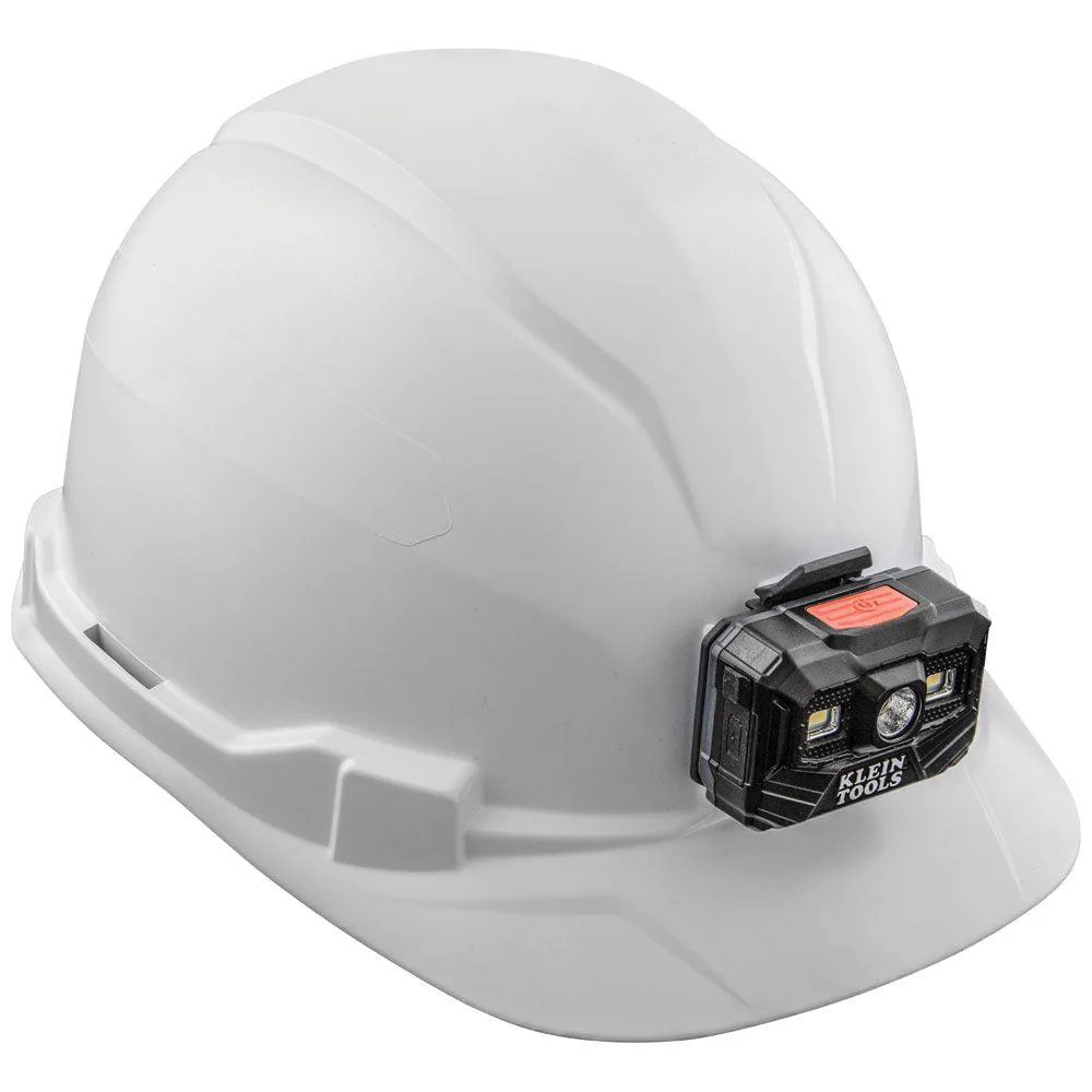 Klein Tools Hard Hat, Non-Vented, Cap Style with Rechargeable Headlamp, White, Model 60107RL - Image 4