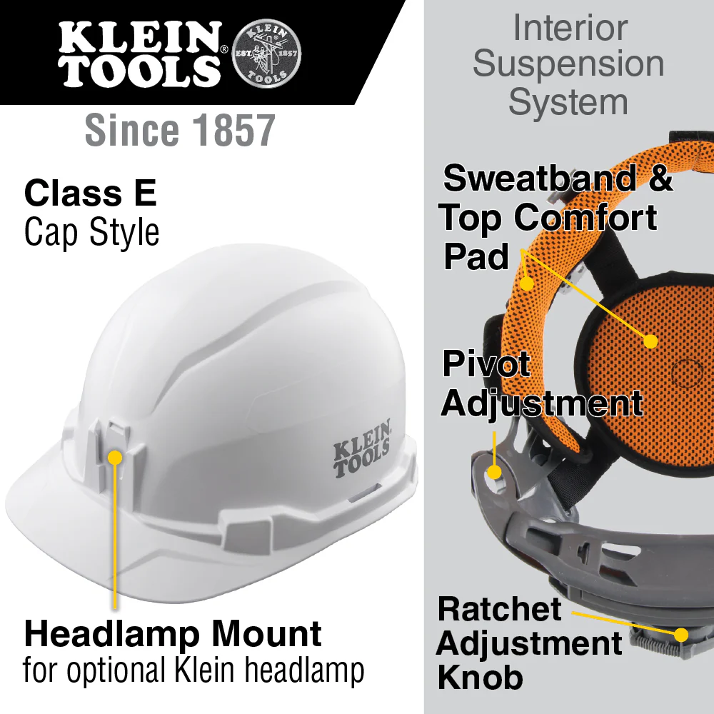 Klein Tools Hard Hat, Non-Vented, Cap Style, Yellow, Model 60535* - Image 2