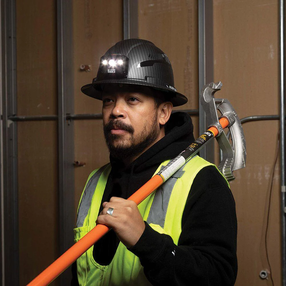 Klein Tools Hard Hat, Premium KARBN™ Pattern, Non-Vented Full Brim, Class E with Headlamp, Model 60346 - Image 10