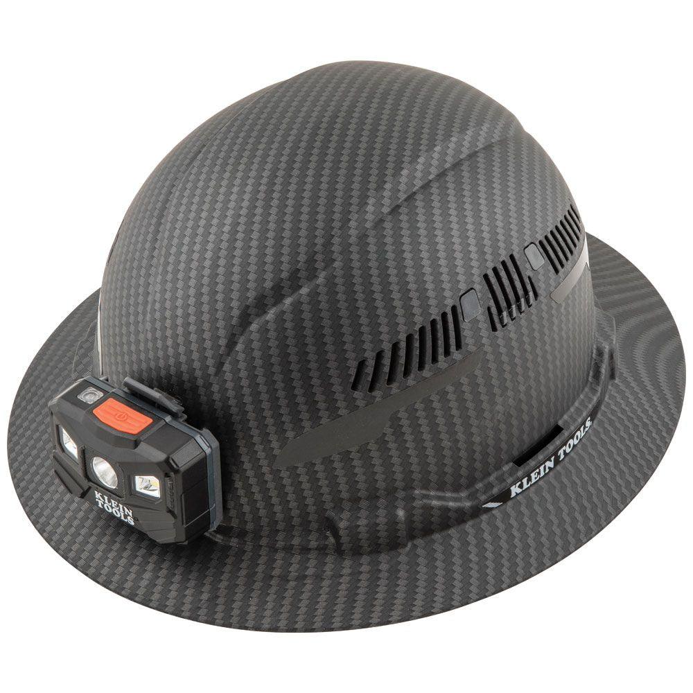 Klein Tools Hard Hat, Premium KARBN™ Pattern, Vented Full Brim, Class C with Headlamp, Model 60347 - Image 13