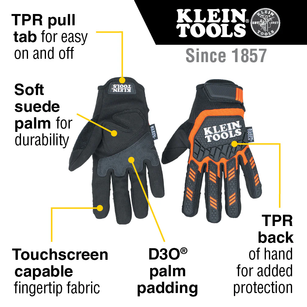 Klein Tools Heavy Duty Gloves, Medium, Model 60599 - Image 2