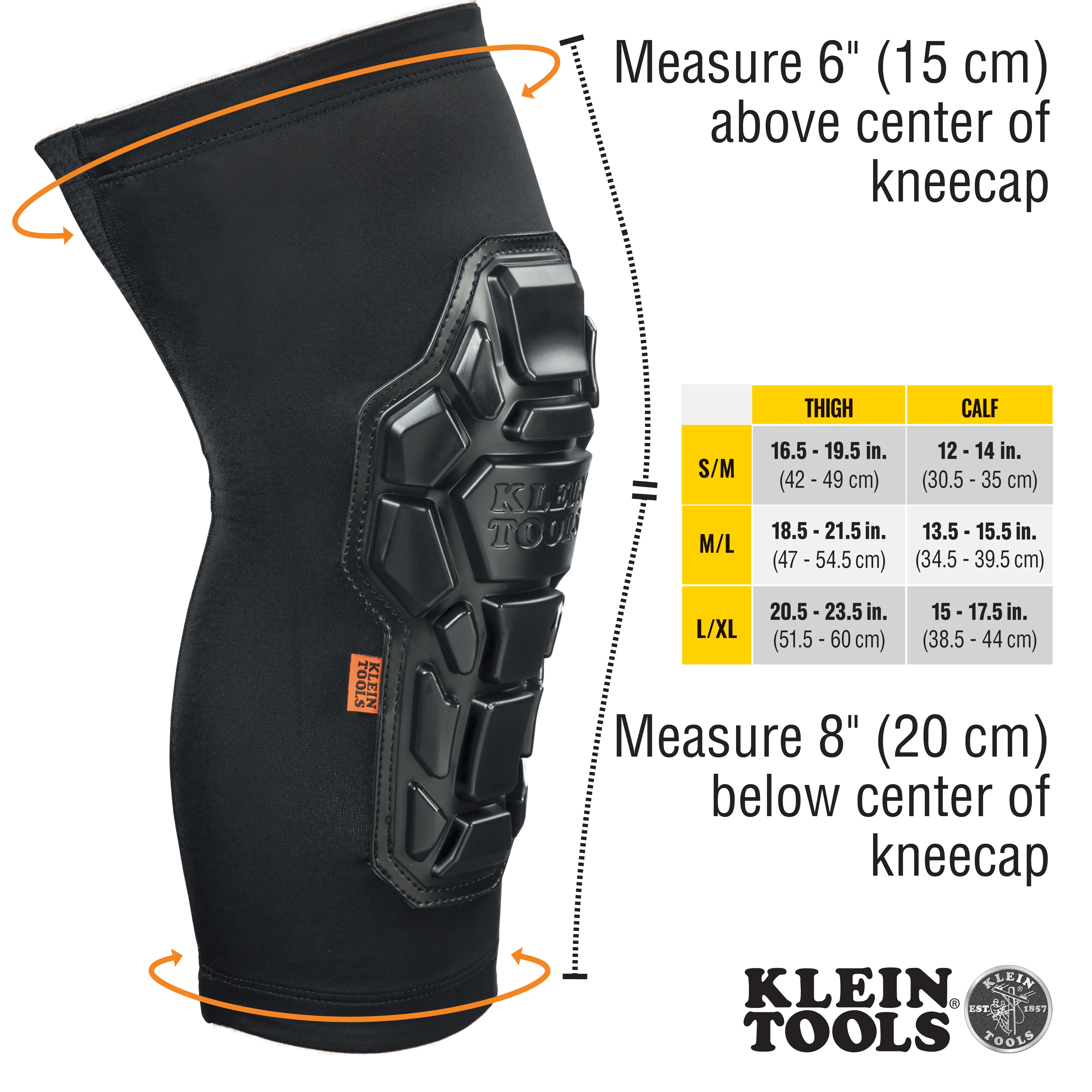 Klein Tools Heavy Duty Knee Pad Sleeves, S/M, Model 60615 - Image 3