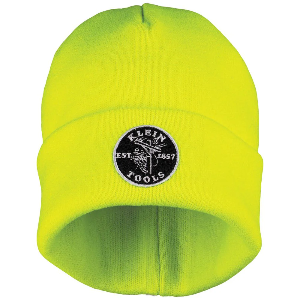 Klein Tools Heavy Knit Hat, High-Visibility Yellow, Patch Logo, Model 60568 - Image 5