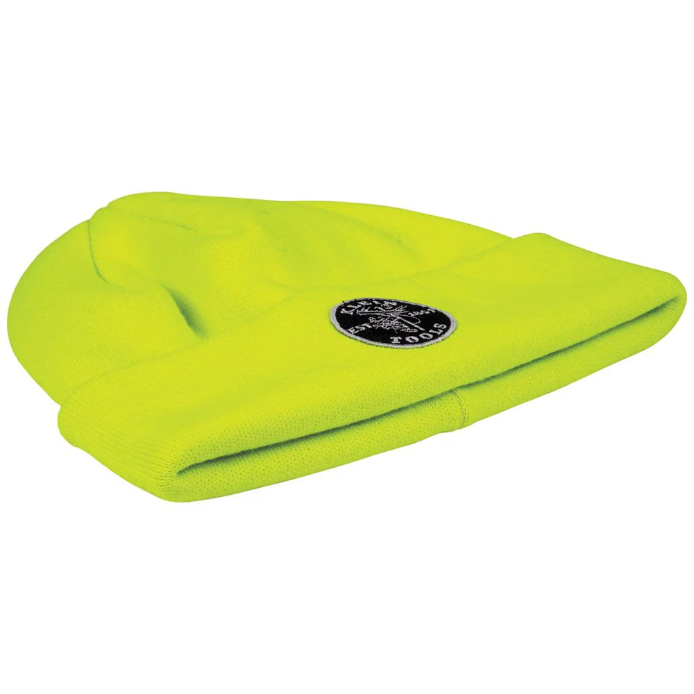 Klein Tools Heavy Knit Hat, High-Visibility Yellow, Patch Logo, Model 60568 - Image 7