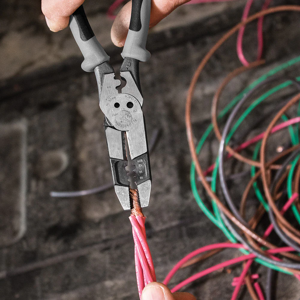 Klein Tools Hybrid Pliers with Crimper and Wire Stripper, Model J215-8CR - Image 7