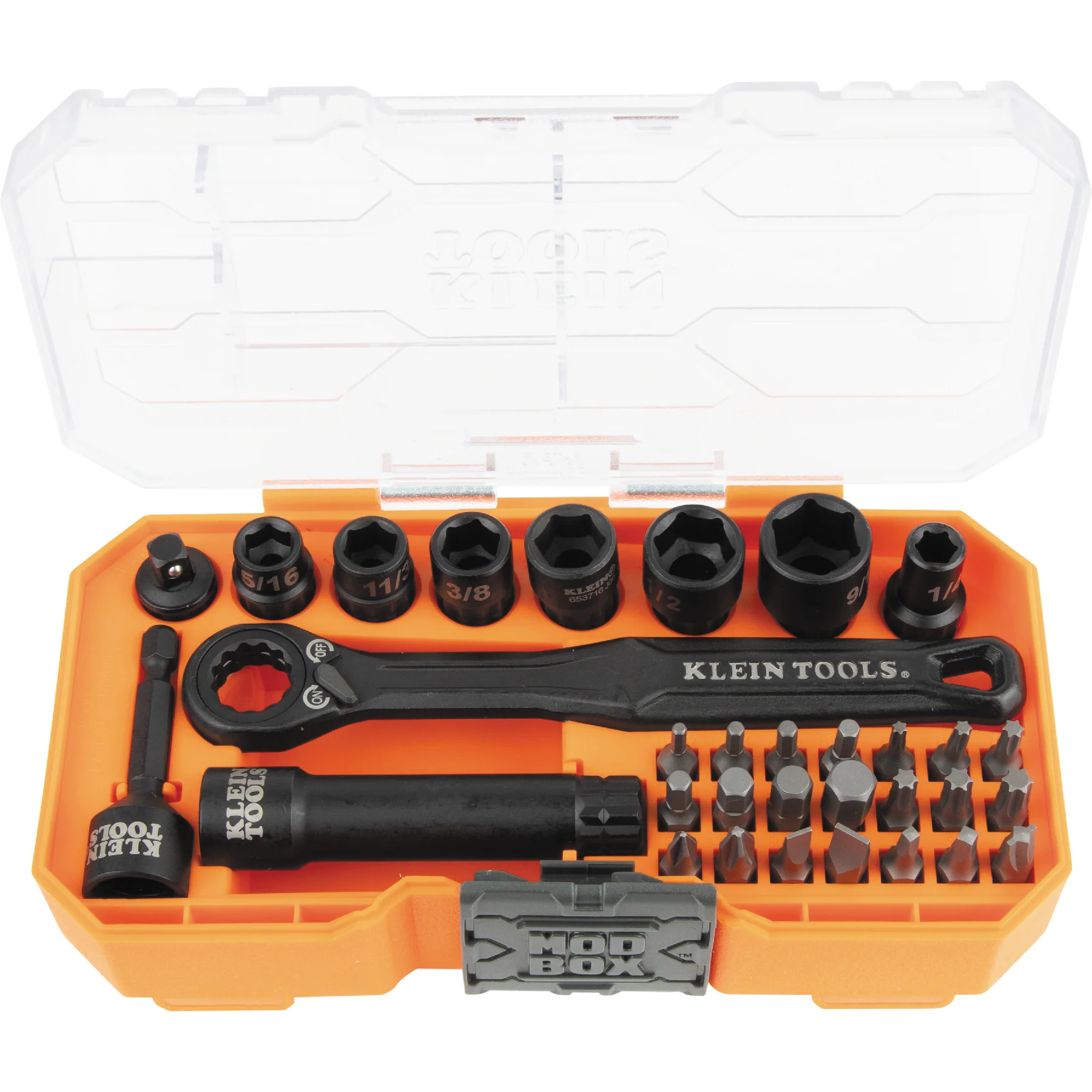 Klein Tools KNECT 1/4-Inch Drive Impact-Rated Pass Through Socket Set, 32-Piece, Model 65300