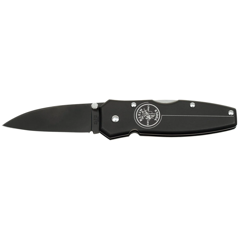 Klein Tools Lightweight Lockback Knife, 2-1/2 Inch Drop Point Blade, Black Handle, Model 44001-BLK* - Image 3