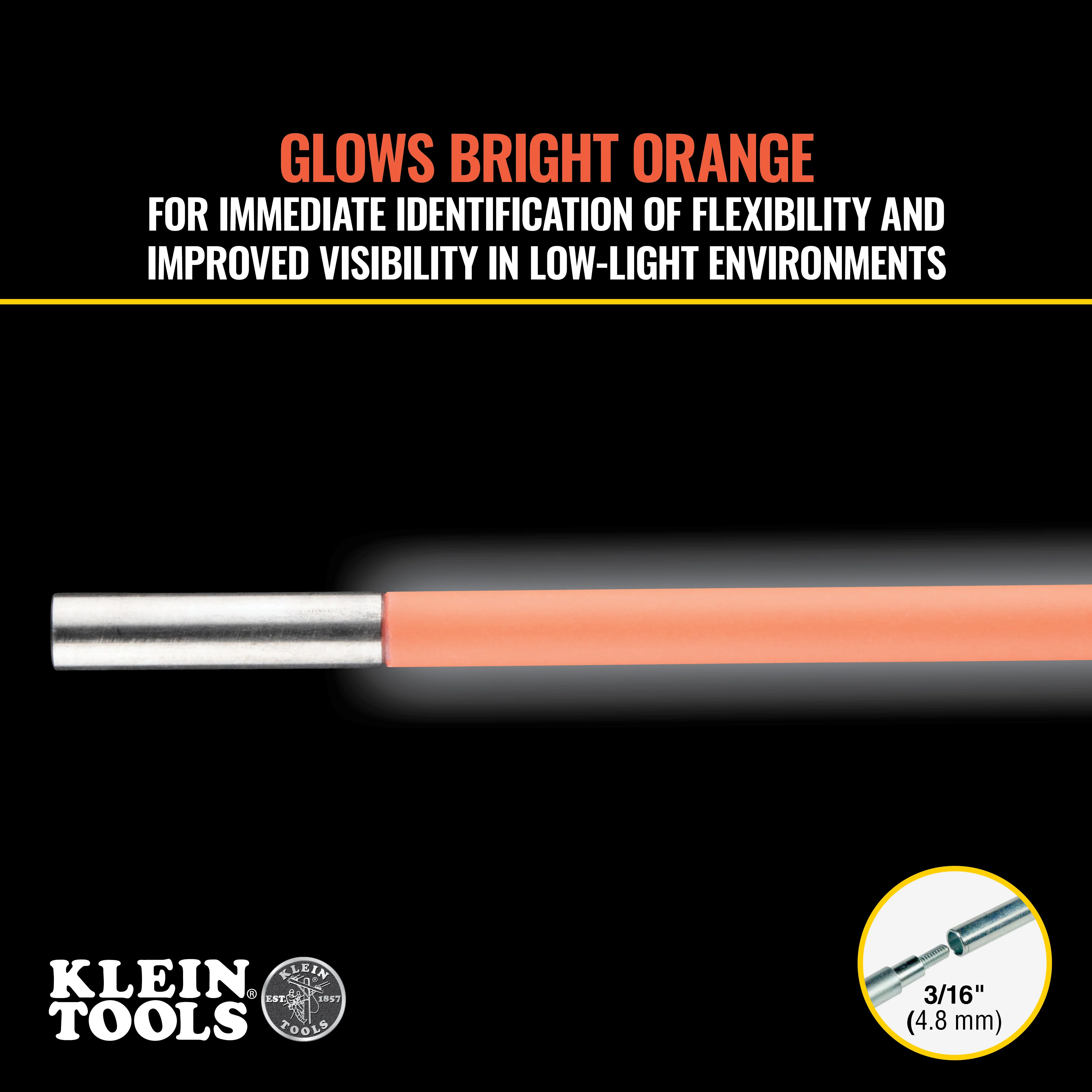 Klein Tools Lo Flex Glow Fish Rod, 5', Orange, Model 50053* - Image 4