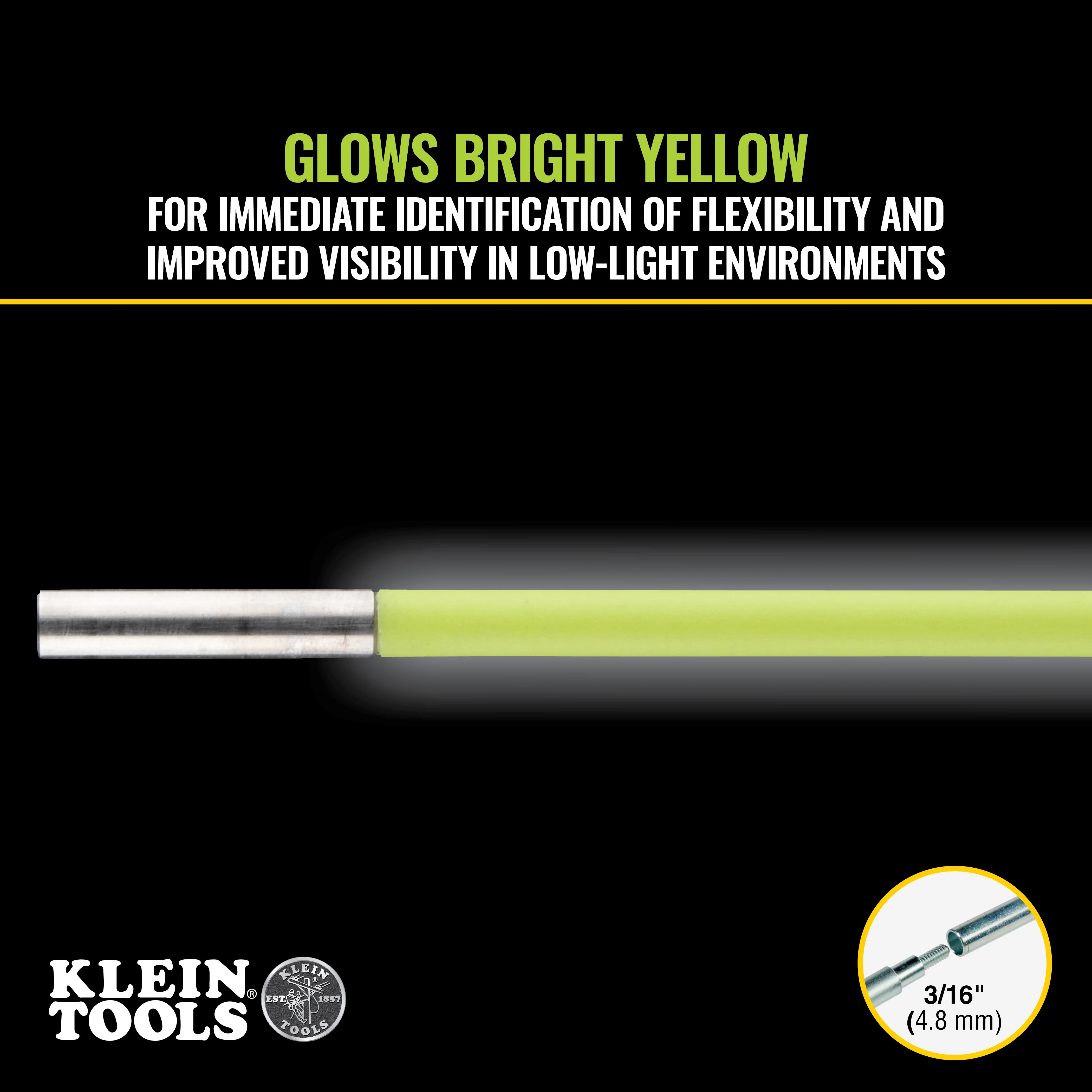 Klein Tools Mid Flex Glow Rod, 5', Yellow, Model 50052* - Image 4