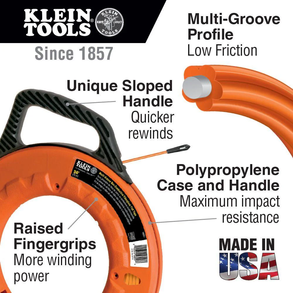 Klein Tools Multi-Groove Fiberglass Fish Tape 200-foot, Model 56059* - Image 2
