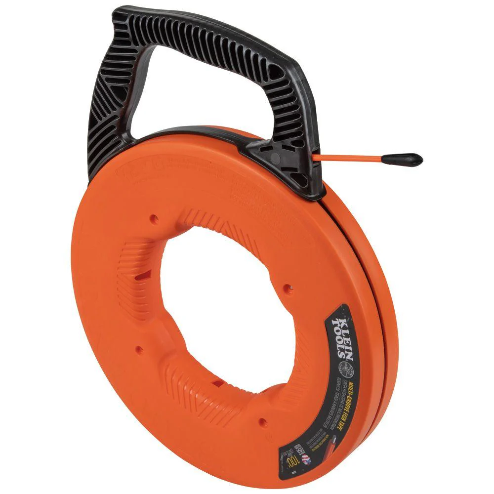 Klein Tools Multi-Groove Fiberglass Fish Tape with Nylon Tip, 100-Foot, Model 56383*
